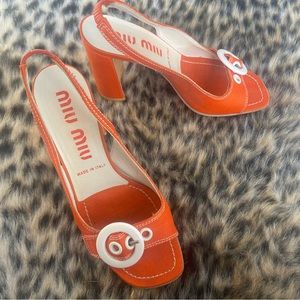 Vintage Orange Miu Miu Slide Heels